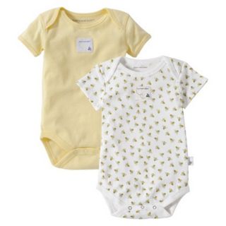 Burts Bees Baby Newborn Neutral 2 Pack Short sleeve Bodysuit   Yellow 12 M