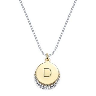 Silver Plated Necklace Charm with Initial D   Clear