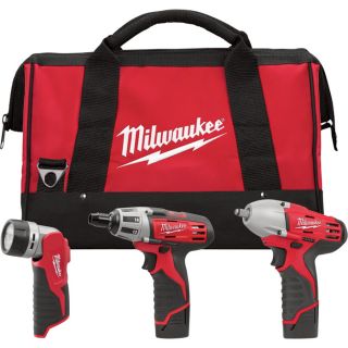 Milwaukee M12 Cordless Combo Kit   3 Tool Set, 12 Volt, Model 2491 23