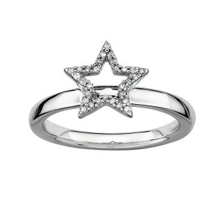 1/10 CT. T.W. Diamond Star Stackable Ring, White, Womens