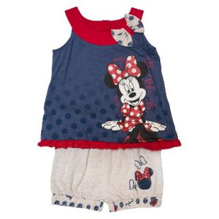 Disney Minnie Mouse Infant Toddler Girls Tank Top and Short Set   Blue 5T