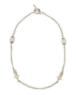 18K Gold Accented Floral Frosted Crystal Necklace