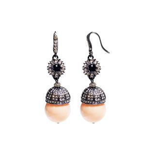 ZOË + SYD Color Treated Peach Jade & Crystal Floral Droplet Earrings, Womens