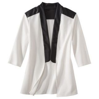 labworks Womens Faux Leather Trim Tuxedo Jacket   White XS