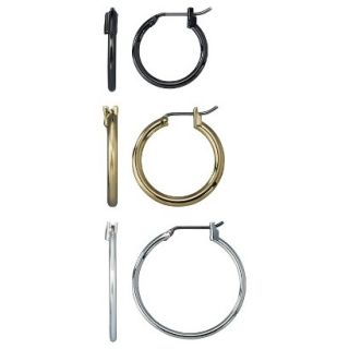 Lonna & Lilly Mixed Metal Trio Hoop Earrings Set   Silver/Gold/Hematite