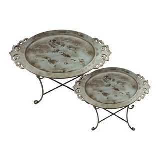 Metal Tray On Stand (set Of 2)