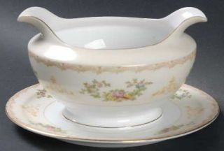 Meito Flora (F & B Japan) Gravy Boat with Attached Underplate, Fine China Dinner