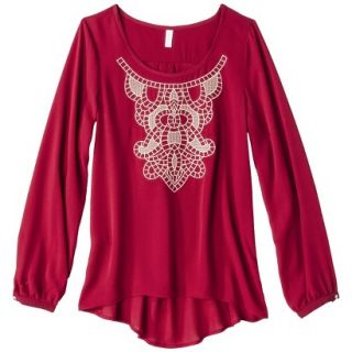 Xhilaration Juniors Embroidered Top   Red XXL(19)