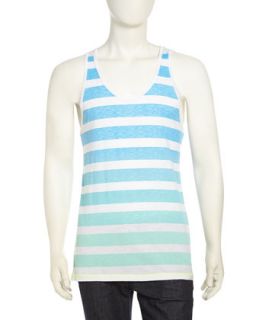 Ombre Striped Jersey Tank Top, Turquoise