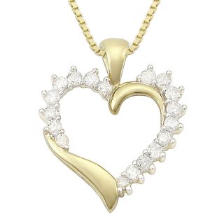 CT. T.W. Diamond 10K Yellow Gold Heart Pendant, Womens