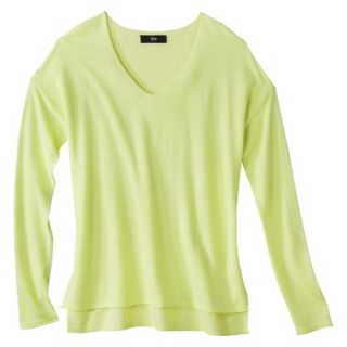 Mossimo Petites Long Sleeve V Neck Pullover Sweater   Luminary Green SP