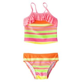 Circo Infant Toddler Girls 2 Piece Striped Tankini Swimsuit   Pink 12 M