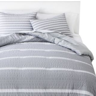 Room Essentials Textured Stripe Comforter Set   Gray (Full/Queen)