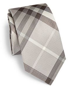 Burberry London Exploded Check Silk Tie   Beige