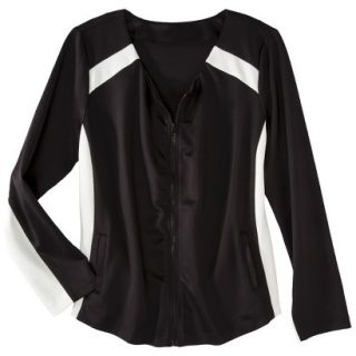 Mossimo Womens Plus Size Zip Front Scuba Jacket   Black/White 4