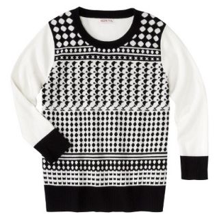 Merona Womens Jacquard Pullover Sweater   Black/Cream   XXL