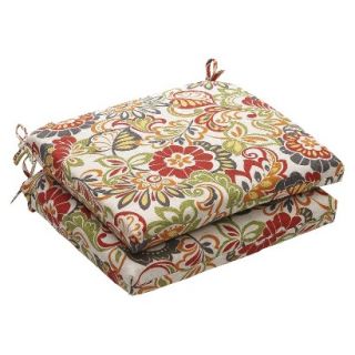 Outdoor 2 Piece Chair Cushion Set   Green/Off White/Red Floral
