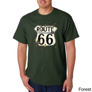Los Angeles Pop Art Mens Route 66 Bullet Hole T shirt Green Size S