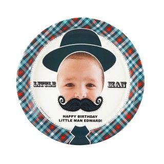 Little Man Mustache Personalized Dinner Plates