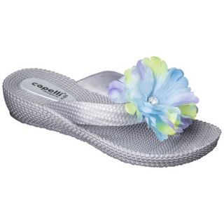Girls Wedge Flip Flop Sandals   Silver 3 4