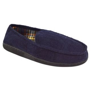 Mens MUK LUKS Corduroy Moccasin with Flannel Lining   Navy 10.5