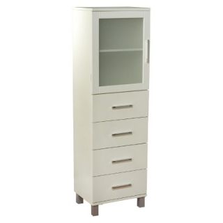 Target Display Cabinet TMS Frosted Pane 4 Drawer Linen Cabinet   White