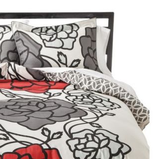Room 365 Pop Floral Reversible Duvet Cover Cover Set   Gray/Red (Twin)