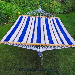 Fabric Hammock and Stand Set   Blue/ White