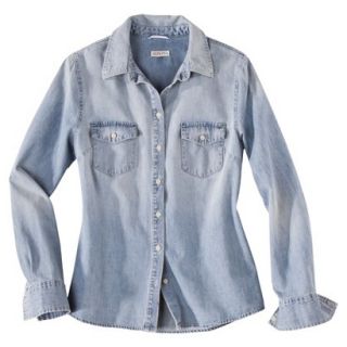 Merona Womens Favorite Button Down Shirt   Medium Wash   XL
