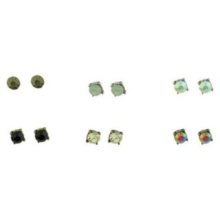 Stone Stud Earring Set of 6   Multicolor