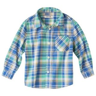 Cherokee Infant Toddler Boys Plaid Button Down Shirt   Blue 4T