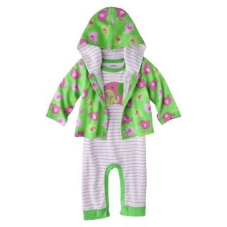 Gerber Onesies Newborn Girls Elephant Coverall and Jacket Set   Green/Pink 3 6