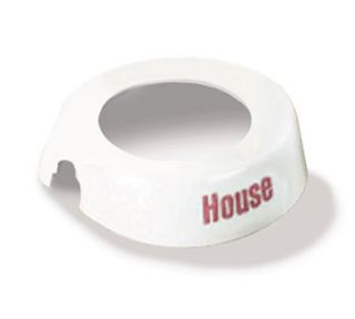 Tablecraft White Plastic Dispenser ID Collar w/ Maroon Print, House