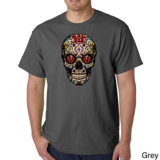 Los Angeles Pop Art Mens Sugar Skull T shirt Grey Size S