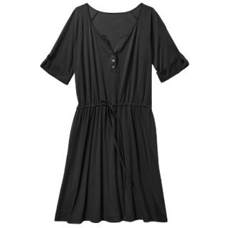 Merona Womens Plus Size 3/4 Sleeve Tie Waist Dress   Black 2