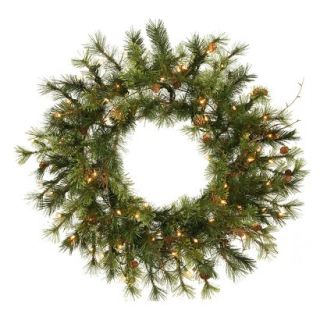 Pre Lit Mixed Country Pine Wreath   Clear Lights (30)