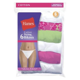 Hanes Womens 6 Pack String Bikini   Assorted 8