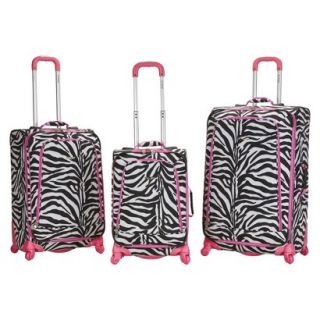 Rockland Fusion 3 pc. Expandable Spinner Luggage Set   Pink Zebra