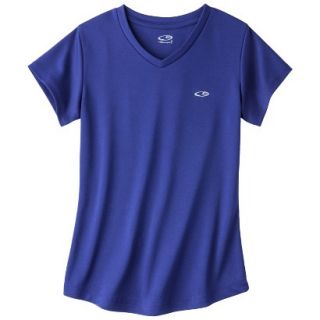 C9 by Champion Girls Duo Dry Endurance V Neck Short Sleeve Tech Tee   Blue XL