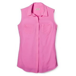 Merona Womens Sleeveless Button Down Blouse   Peppy Pink   XL