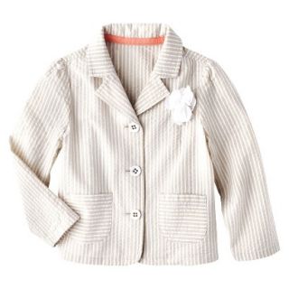 Genuine Kids from OshKosh Infant Toddler Girls Striped Blazer   Khaki/White 4T
