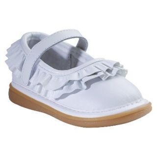 Toddler Girls Wee Squeak Ruffle Genuine Leather Mary Jane Shoes   White 6