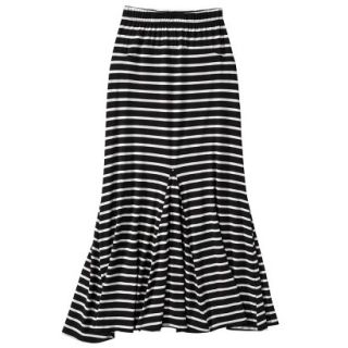 Xhilaration Juniors Godet Maxi Skirt   Black/Ivory Stripe M(7 9)