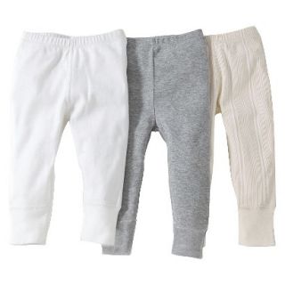 Burts Bees Baby Infant 3 Pack Footless Pant   Ivory/Grey/White 3T