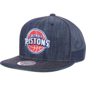 Detroit Pistons Mitchell and Ness NBA Denim Trucker Hat
