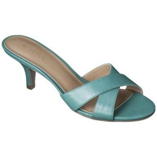 Womens Merona Oessa Kitten Heel Slide Sandal   Turquoise9.5