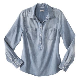 Merona Petites Long Sleeve Denim Shirt   Blue SP