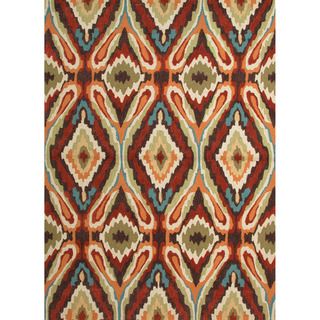 Hand tufted Transitional Tribal Pattern Red/ Orange Rug (2 X 3)