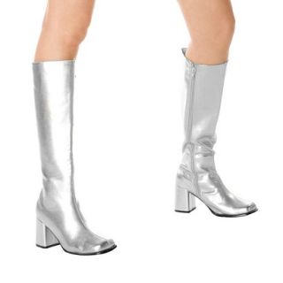 Silver Gogo Boots Adult   10.0