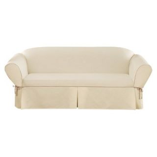Sure Fit Corded Canvas Sofa Slipcover   Natural
